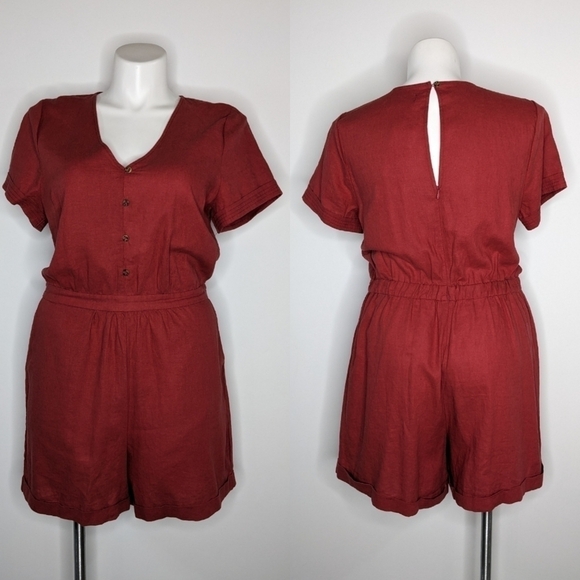 NWT Sonoma burnt red short sleeve romper 14 - Picture 1 of 11